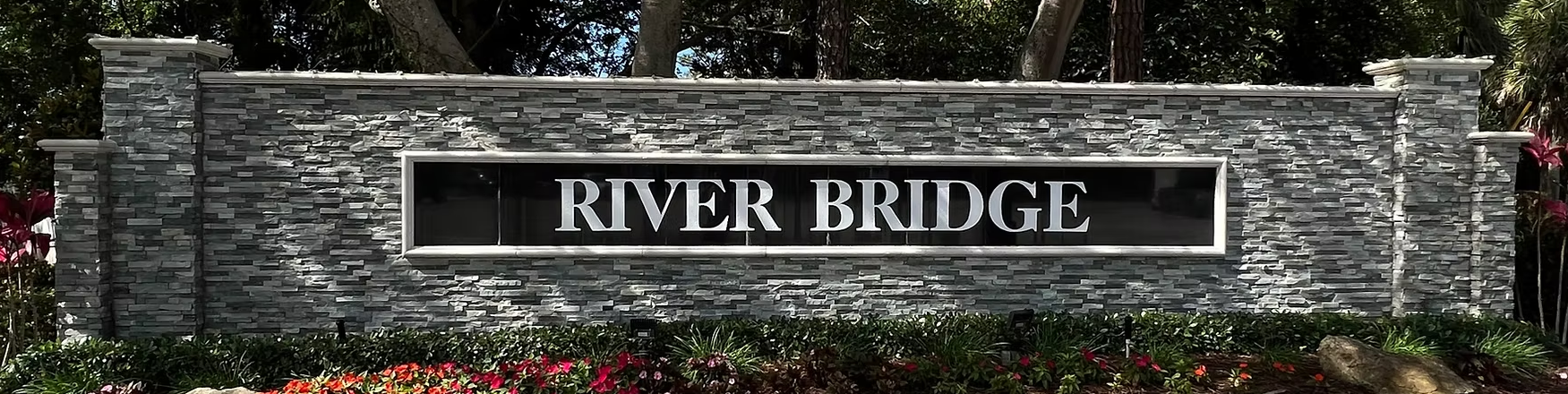 River Bridge sign